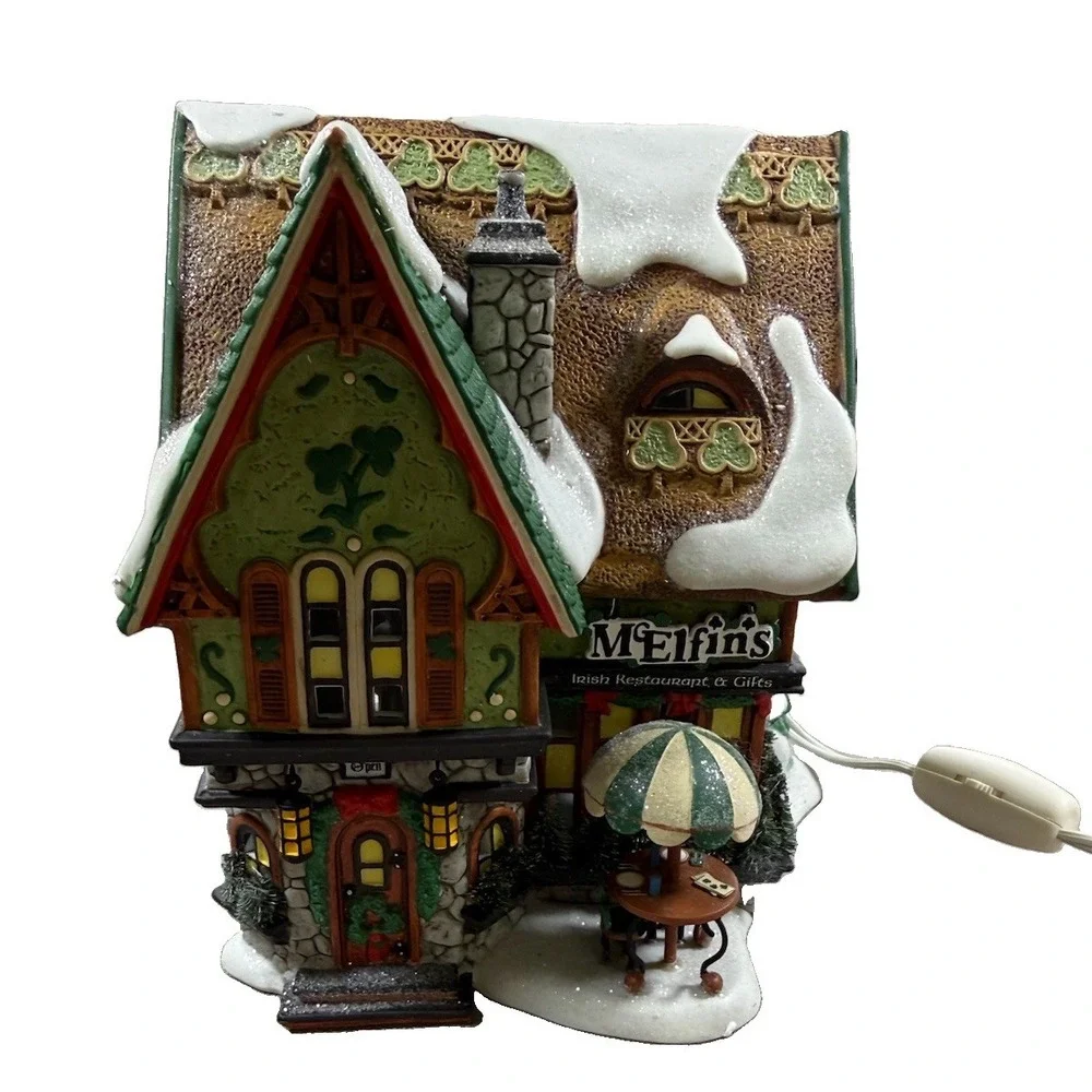 Dept 56 North Pole McElfin's Irish Restaurant & Gifts Christmas Lighted Village